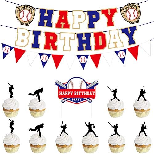 Party Kindom 1 Постави бејзбол тема декори за роденденска забава што виси банер торта избирање поставена забава за роденден