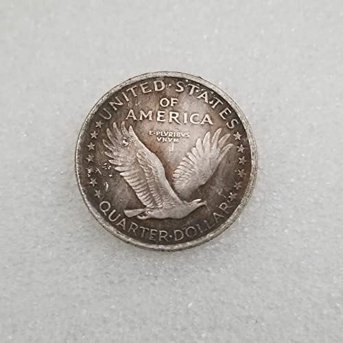 Антички занаети Американско издание од 1917 -S - 1/4 месинг сребрен сребрен долар сребрен круг Стручен сребрен долар