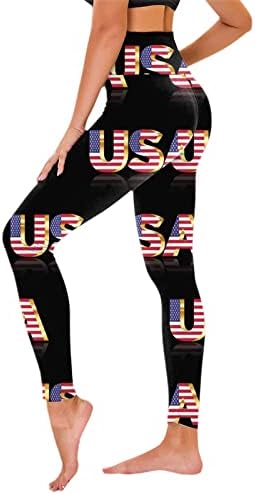Американско знаме Патриотско нозе, женски високи половини, хеланки на знамето на САД, спортски лесни атлетски компресивни тренинзи за тренингот