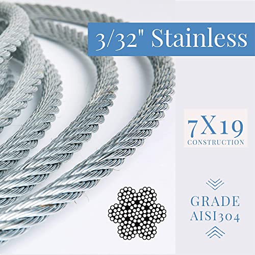 Лауреола 3/32 жица од не'рѓосувачки челик јаже 304 одделение 7х19-250ft