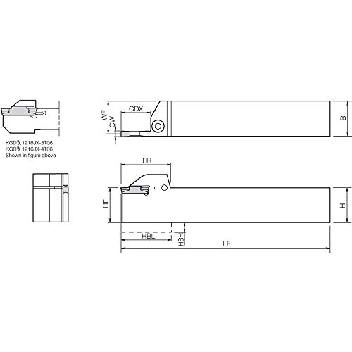 KYOCERA KGDL 166T30, лева, надворешна сопствена алатка за жлебови со 1,1811 максимална длабочина на намалување за апликации за жлебови и пресеци
