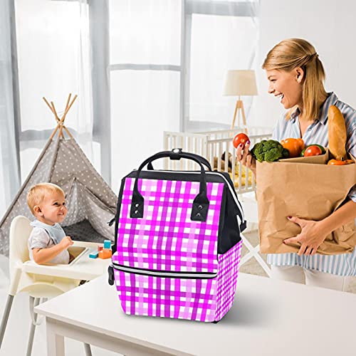 Розова Бела Геометриска Карирана Торба За Пелени Торби За Мумии Ранец Со Голем Капацитет Торба За Пелени За Нега На Бебиња