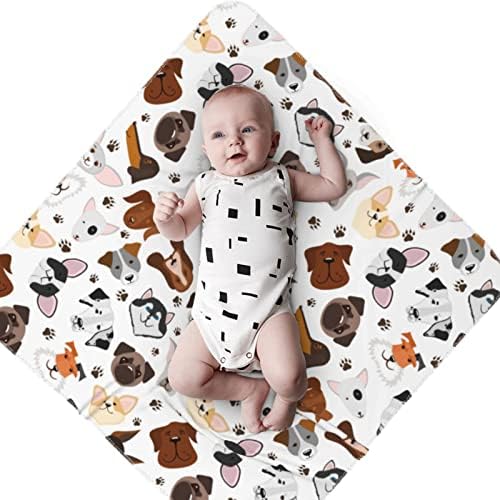 Јујуи Различни кучиња бебешки ќебе за новороденчиња, прикриено ќебе за шетач за расадник за новороденчиња