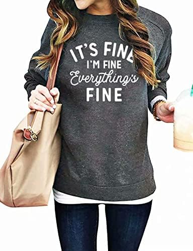 Vilove Смешни џемпери за жени, добро, добро, сè е во ред кошули инспиративни маица симпатични изреки за изреки, врвови на врвови
