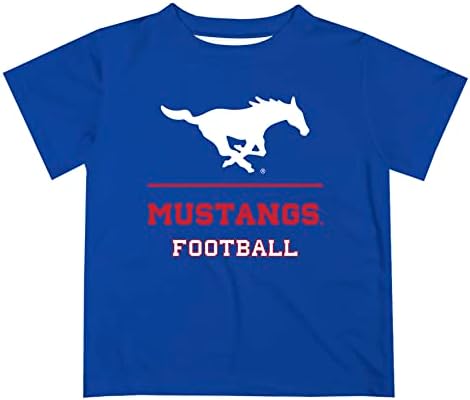 SMU Mustangs Football Blue Boys Tee Tee Burts - Графички маица со кратки ракави на екипажот за новороденче, дете и млади момчиња