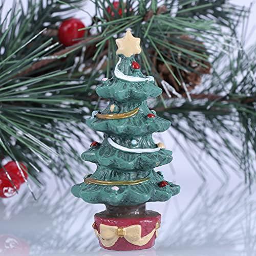 Занаетчиство на Хемотон занаетчиство 2 парчиња Божиќни минијатурни фигурини за новогодишна елка Минијатурна Божиќна микро пејзаж декорација,