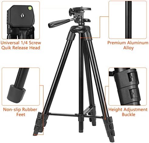 Основи на Уегого 55-инчни лесни камера за монтирање на статив со торба, 1/4 плоча за брзо ослободување универзално компатибилна