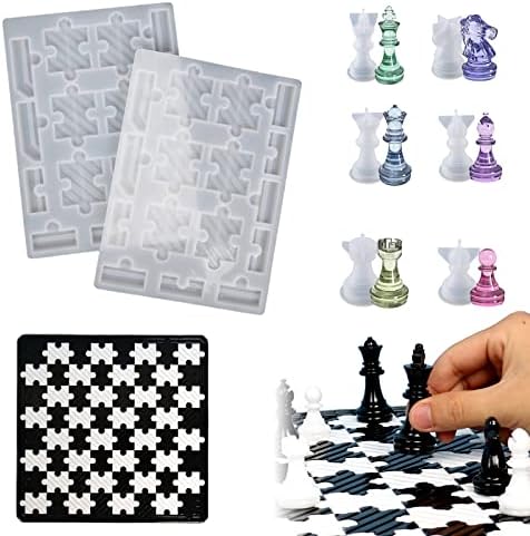 Шаховска поставена смола за правење 13 одвојување на сложувалка шаховска табла 丨 3Д шаховски кристал епоксиден кастинг силиконски калапи,