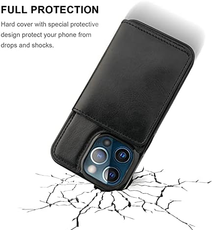 Kihuwey Компатибилен со Iphone 13 Pro Паричник Случај Кредитна Картичка Носителот, Премиум Кожа Kickstand Издржлив Шок Отпорен Заштитен Капак
