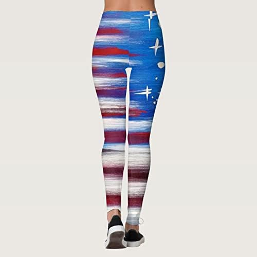 Американско знаме Патриотски нозе со високи половини на женски панталони за независност