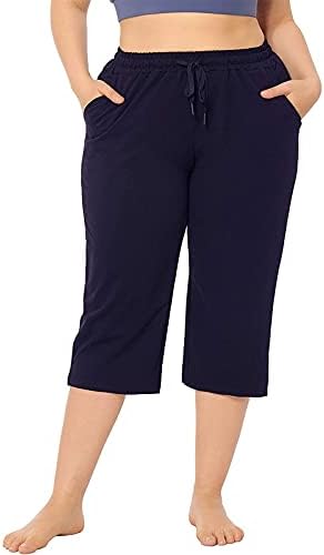 Eaktool нови жени мода влечење плус големина цврста боја случајни исечени панталони панталони салата за жени