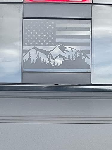 Ксинге За Шеви Сиера Силверадо Гмц 2004-2018 Планинска Шума Американски Знаме Налепница За Камион Задниот Среден Прозорец, Мат