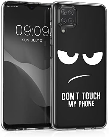 KWMobile TPU Case компатибилен со Samsung Galaxy A12 - Case TPU Телефонски капак - Не допирајте го мојот телефон бел/црно