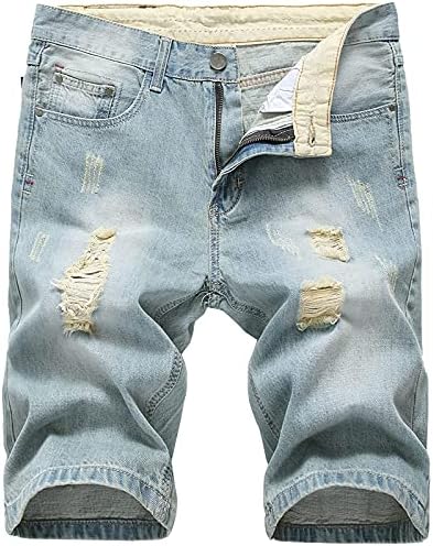 Шорцевите за шорцеви за машки шорцеви на Ymosrh искинаа кратки панталони летно слободно време на фармерки шорцеви