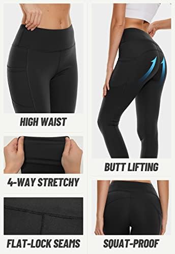 Gayhay Reece ги постави хеланките со џебови за жени - високи половини јога панталони зимски топло тренингот хеланки Reg & плус големина