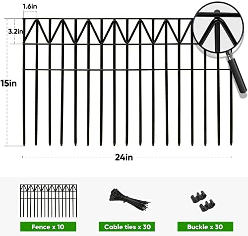 10 пакет ограда од животинска бариера, 24x15inch без копачка ограда за куче, тешки панели од метална ограда од 5,5 мм, подземна декоративна