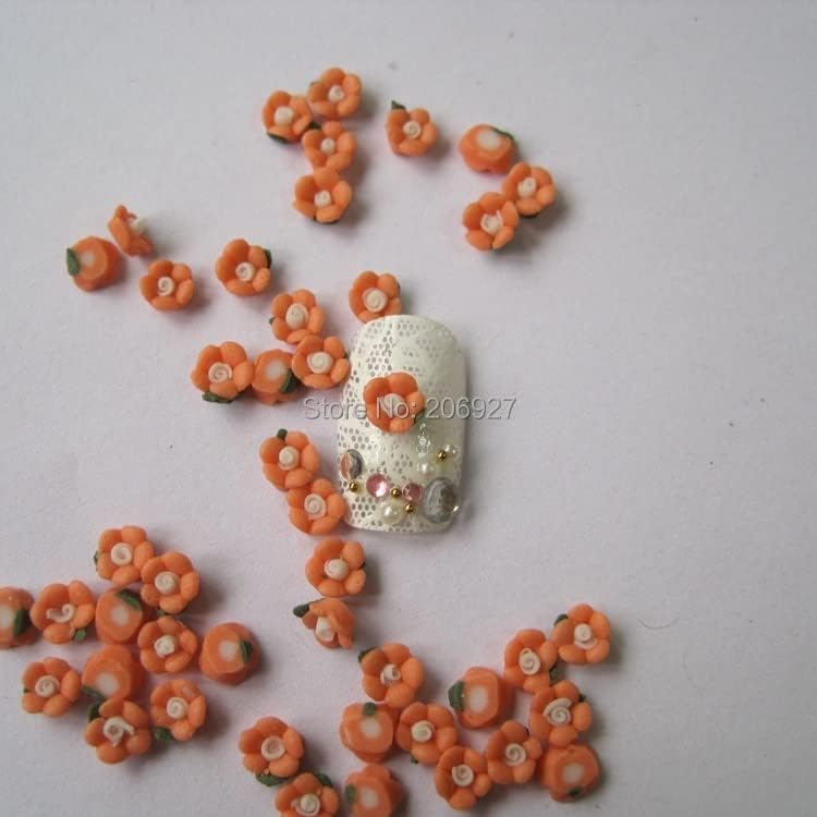 CF1-4 30 парчиња симпатична керамичка портокалова цветна форма на ноктите за украсување на уметност