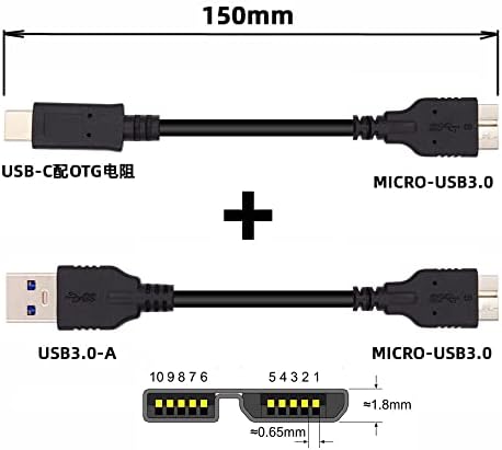 NFHK 2pcs/Set USB 3.1 USB-C Тип-Ц До Микро 3.0 И USB 3.0 Тип-Машки До Микро 3.0 Б Машки ДИСК SSD Кабел За Податоци 15cm