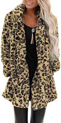 Женски нејасен кардиган палто моден леопард обичен џеб зимски топол преголем преголем дел од куќите за парки