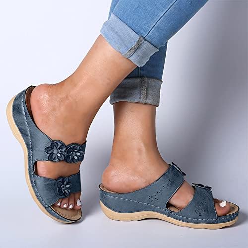 Чевли од Гуфесф за жени сандали, жени летни затворени пети сандали случајни шупливи чевли од гроздобер клин сандали