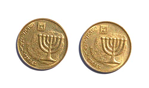 ИЛ Израел 10 Агорот Светот Монета Мапа Канделабрум Менора Хебрејски Многу Парична Казна