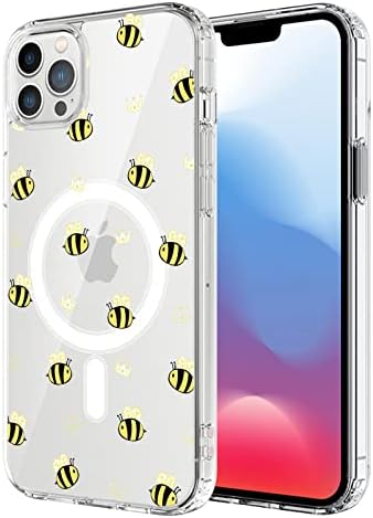 Нескротлив Магнетски Случај за iPhone 13 Pro Max Компатибилен Со Magsafe Безжично Полнење Симпатична Пчела Дизајн Шок-Отпорен Анти-Гребење