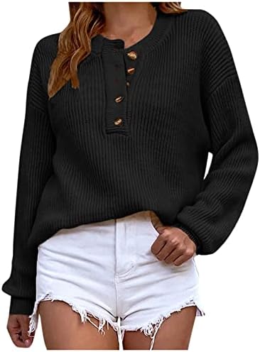 Nokmopo жени џемпери женски обични мода 2022 година со долг ракав плетење цврста боја џемпер врвот