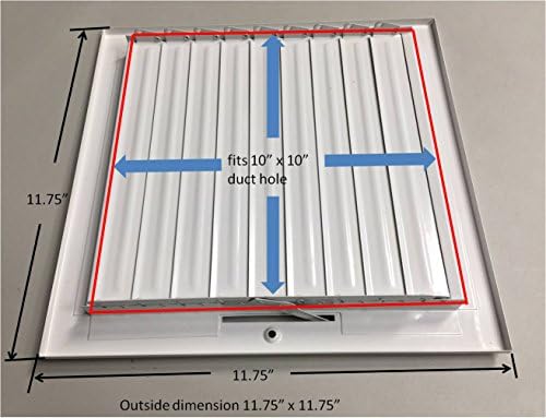 HBW 10 x 10 4 -насочен печат на личен челик таванот/регистар на снабдување со воздух - Покрив за отвор - вистинска надворешна димензија 11,75
