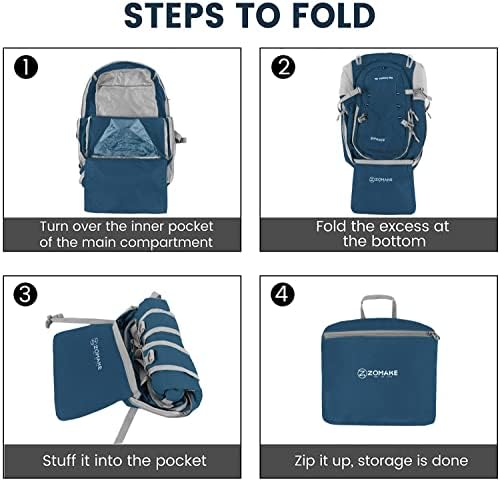 Зомајк лесен ранец со пакуван пакет 40L - лесни преклопни ранец за пешачење со вода отпорен на голем пакет на преклопување за патување