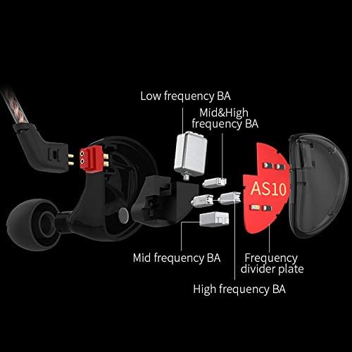KZ AS10 монитори во уво Монитори за слушалки 5 балансирани возачи на арматура, слушалки за откажување на бучава жични IEMs слушалки