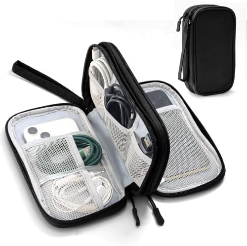 Мал електронски организатор, двојна водоотпорна торбичка за организатор на кабел за патување за мобилен телефон, полнач, кабел, жица,