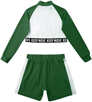 Детски момчиња девојчиња Атлетски тренерки поставени долги ракави џемпер со шорцеви 2 парчиња танцов спортски обични облеки