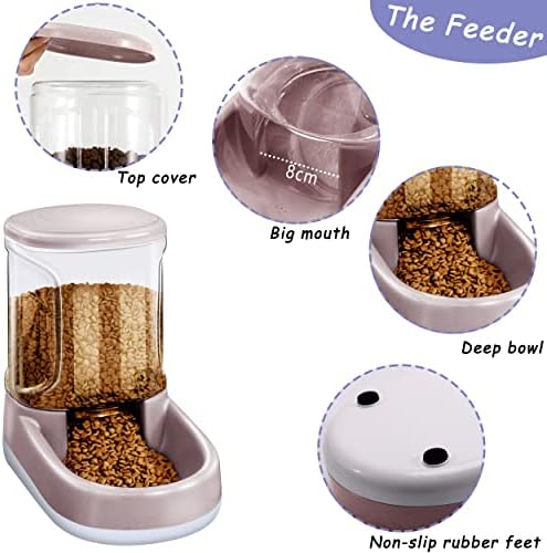 Lucky-M миленичиња Автоматски фидер и воден сет, кучиња мачки за храна и диспензерот за вода 3.8L, 2 во 1 диспензери за вода со храна