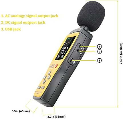 WDBBY Дигитален звук на бучава Ниво на мерач на мерач на аудио тестер 30 ~ 130 DBA боја LCD дисплеј автомобилски микрофон DB метар