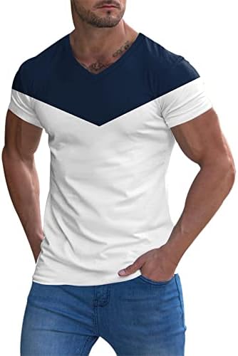 Bmisegm летна машка маица маица мек памук памук цврст краток ракав v вратот тенок вклопат маички модни мажи маички пакувања