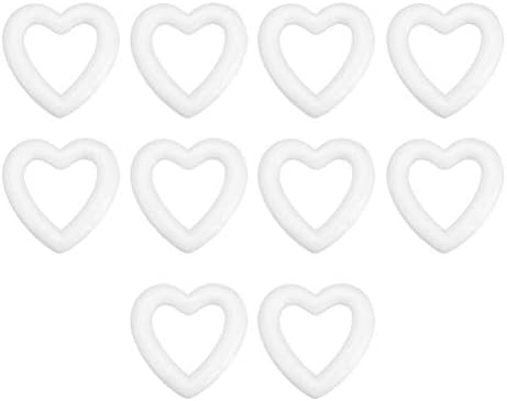 Aboofan 10 парчиња DIY пена срца бела пена форма свадба пена срце занает декоративни срцеви занаети шупливи срцеви додатоци украси модел за свадбена забава за Денот на вi