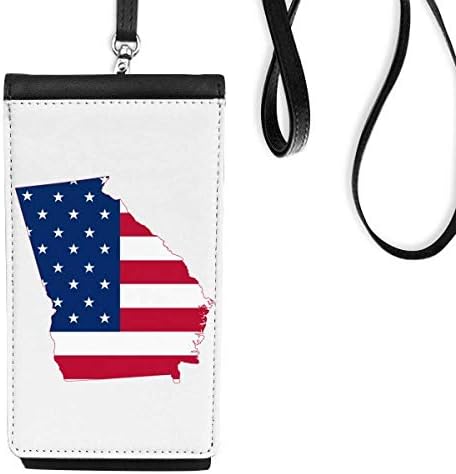 Georgiaорџија САД мапа starsвезди ленти со знаме на знамето телефонски паричник чанта што виси мобилна торбичка црн џеб