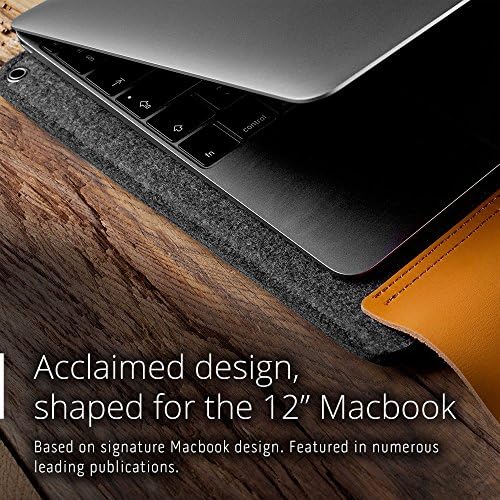 Ракав муџо за 12-инчен MacBook | Премиум волна се чувствуваше, оригинална кожа од кожна со затворање на копчето Snap | Прегради за складирање,