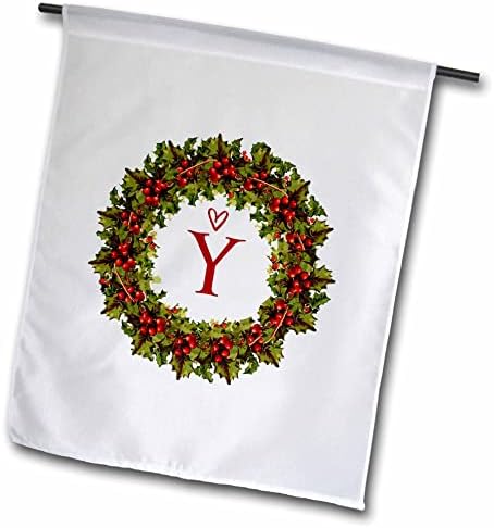 3дорозна буква y- црвен бери холи венец со скриптно срце - знамиња