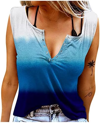 Врвови за бојадисување на врвовите за боја за жени без ракави V вратот прстен маица Цветни печатени лабави вклопени летни летни маички пуловер
