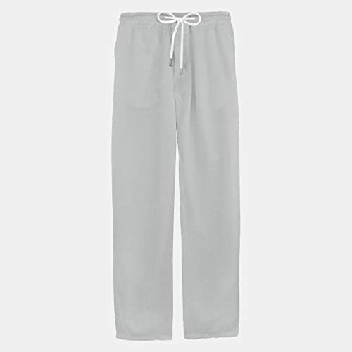 Машки летни памучни постелнини панталони Обични еластични панталони за половината