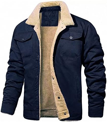 Машка густа зимска јакна со средна должина палто, обичен топлиот горниот дел од долги ракави, основен шарен пуловер