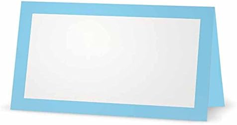 Светло сино место картички - стил на рамен или шатор - 10 или 50 пакувања - бело празно предниот дел од границата со цврста