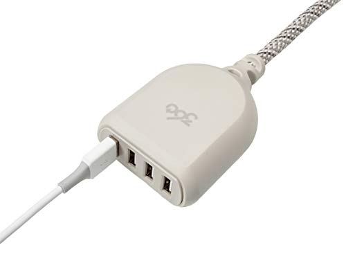360 Електрично живеалиште 4.8, 6 ft 4-порта USB продолжено кабел, издржлива плетенка, боја: Tungston, 4.8A, USB кабел за полнач, станица
