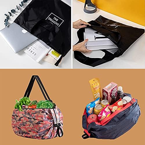 Две вреќички за склопување торбички за склопување мала големина и торбички за купување со голем капацитет, чантата силна и лесна.