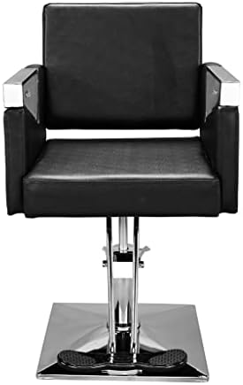N/A Square бербер стол за убавина опрема PVC Leather Black Easy Aspemble Clean 74x60x90/105cm