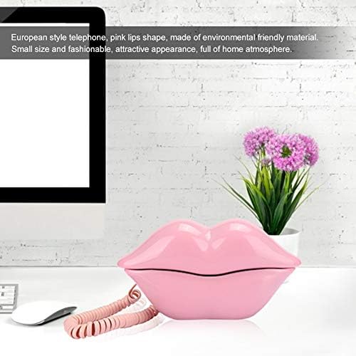 Домашен телефон во европски стил, модерен розов усни форма на фиксна линија на десктоп телефон, иновативен пробиен телефон, подарок за