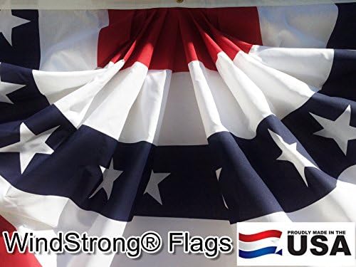 3x6 ft Windstrong Deluxe Us American Flag Bunning Half Fan Целосно плетенка мешавина од памук направена во САД