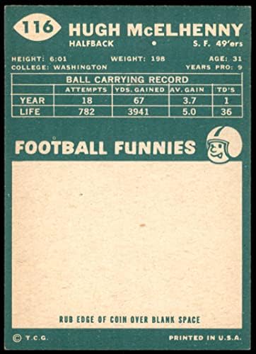 1960 Топпс # 116 Хју Меклејни Сан Франциско 49ерс НМ+ 49ерс Вашингтон