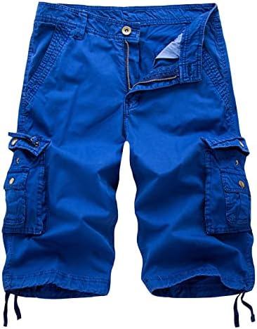Дудубаби карго шорцеви за мажи случајни влечни карго шорцеви случајни модни џогирање цврста боја мулти џебни шорцеви